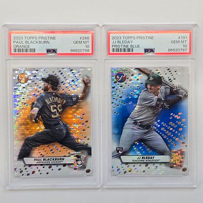 Pair of MINT 10 Slabs. (2) PSA Graded slabs including; 
GEM MT 10, Topps 2023, Topps Pristine 