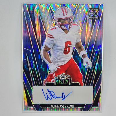 Will Pauling 1/4 Autographed. 2024 Leaf Metal, Pulsar Blue, Will Pauling Autographed Rookie Card 
