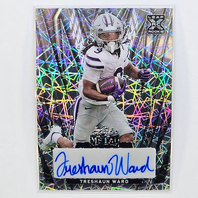 Treshaun Ward 5/6 Autographed. 2024 Leaf Metal, Laser Silver, Treshaun Ward Autographed Card 