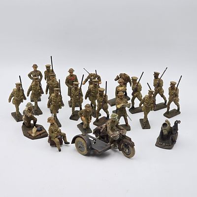Lineol Military Figure Lot. Lot of 23 1930s German Lineol WWI Composite Military Figures