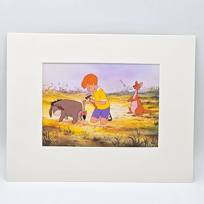 Disney Christopher Robin Print. 1990s Disney Print featuring Eeyore, Christopher Robin, &