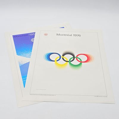 1970s Olympic Prints. Pair of Olympics Museum Reproduction Prints including:
1976 Montreal