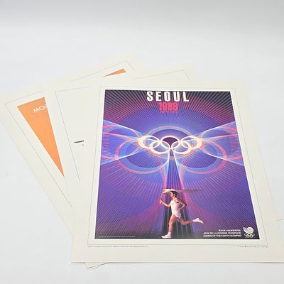 1980s Olympic Prints. Lot of (3) Olympics Museum Reproduction Prints including:
1988 Seoul