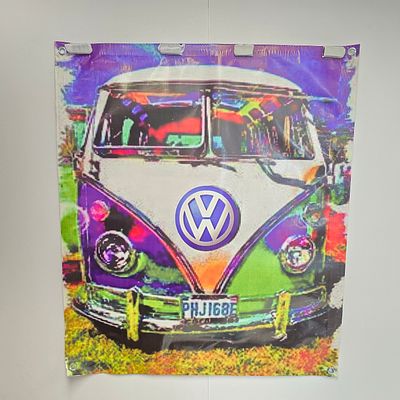 Canvas VW Bus Print. Large Canvas Wall Art Featuring Psychedelic Volkswagen Bus Design
Print is