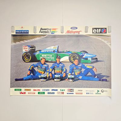 Benetton Team Racing Poster. 1994 Benetton Team Racing Poster Formula 1, 24" x 34"
Poster has