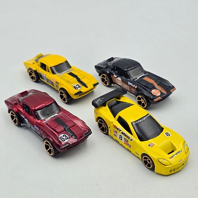 Hot Wheels Corvette lot of 4. Hot Wheels Faster Than Ever Chevy Corvette lot of 4 
All appear to 