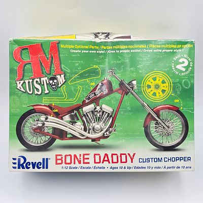 Revell Chopper Model Kit. This lot includes a Revell Bone Daddy custom Chopper Model kit (2006) 