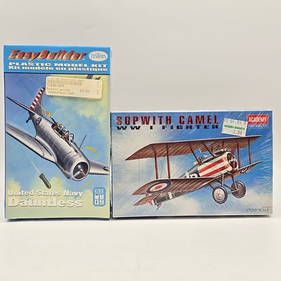 Pair of Plane Model Kits. Pair of Plane Model kits, one Academy and one Testors. Both include 