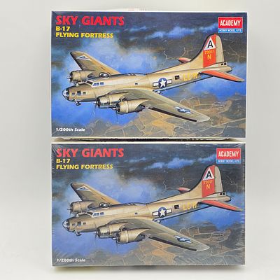 Pair of Plane Model Kits. Pair of Academy Sky Giants B-17 Flying Fortress Model kits (1990) 