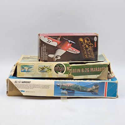 Lot of 3 Plane Model Kits . Lot includes three model kits, one Testors and 2 Airfix. All include 
