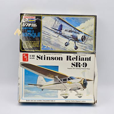 Pair of Plane Model Kits . Pair of Plane Model Kits, One AMT and one Minicraft. Both have box 