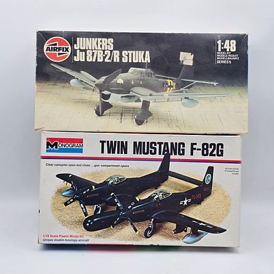 Pair of Plane Model Kits . Pair of Plane Model Kits, one Airfix and one Monogram. Both with box 