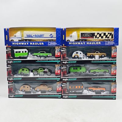 Maisto Hauler Lot of 8. Lot of 8 Diecast Vehicle Sets including: 
Maisto Design (1:64 scale) 
