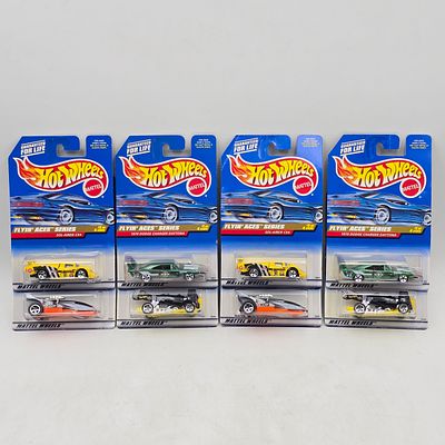 Pair of Hot Wheels Flyin’ Aces Sets. Lot of 8 Hot Wheels Diecast Vehicles from the Flyin’ Aces 