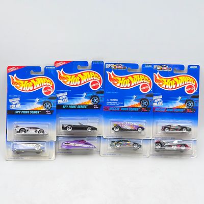 Hot Wheels Spy Print & Rods Lot of 8. Lot of 8 Hot Wheels diecast cars featuring 2 different 
