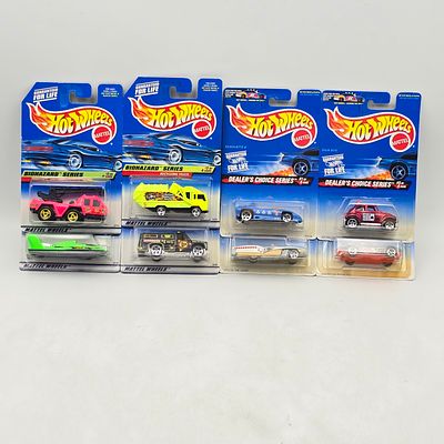 Hot Wheels Biohazard & Dealer Lot of 8. Lot of 8 Hot Wheels diecast cars featuring 2 different 