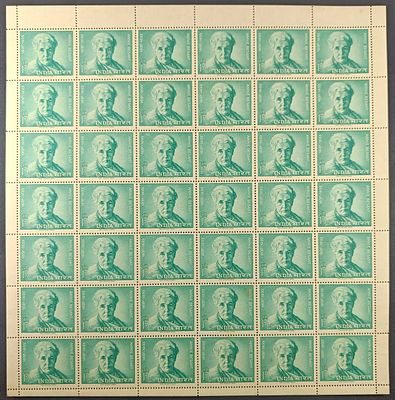 India 1963 Annie Besant, 15np - Mnh, brown spots - Full Sheet of 42 Stamps
