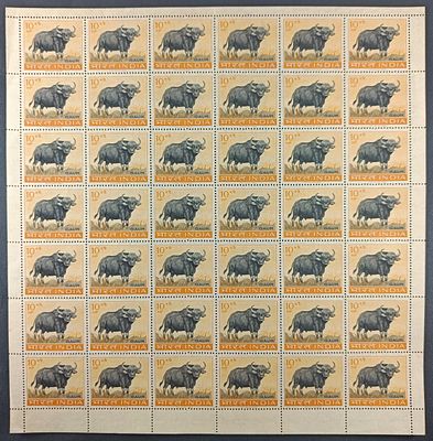 India 1963 Wild Life Preservation (Gaur), 10np - Mnh, brown gum - Full Sheet of 42 Stamps