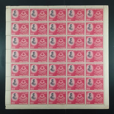 India 1957 19th Internatiohnal Red Cross Conference, 15np - Mnh, corners fold, brown gum - Full 