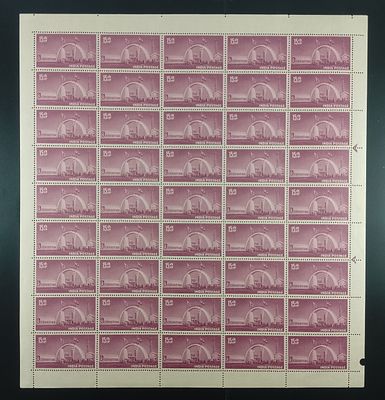 India 1958 Exhibition Gate,15np - Mnh, brown gum - Full Sheet of 45 Stamps