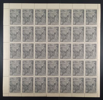 India 1960 Kalidasa, 15np - Mnh, brown spots - Full Sheet of 35 Stamps