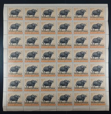 India 1963 Wild Life Preservation (Gaur), 10np - Mnh, brown gum - Full Sheet of 42 Stamps