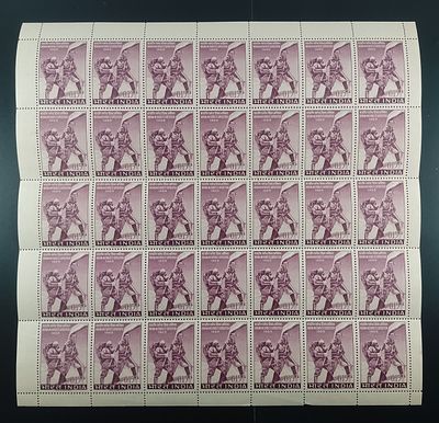 India 1965 Indian Mt. Everest Expedition, 15np - Mnh, brown spots occurs - Full Sheet of 35 Stamps