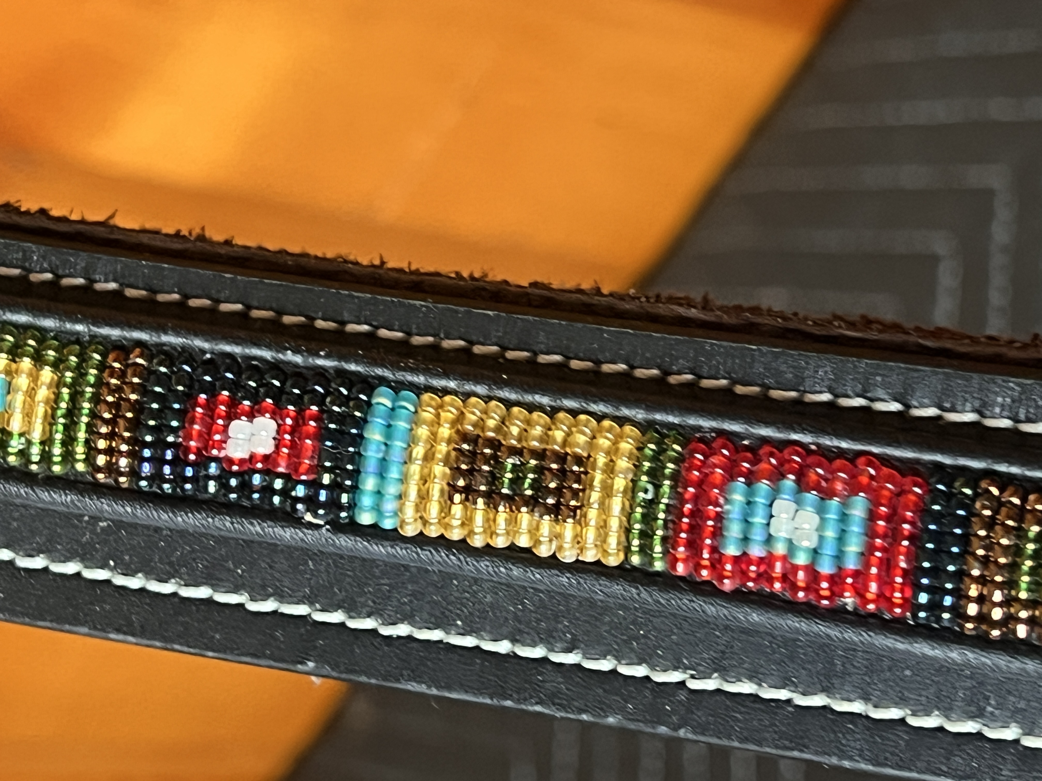 Two Items: Sky Brand Acoustic-Electric Bass Guitar and Beaded Leather Belt