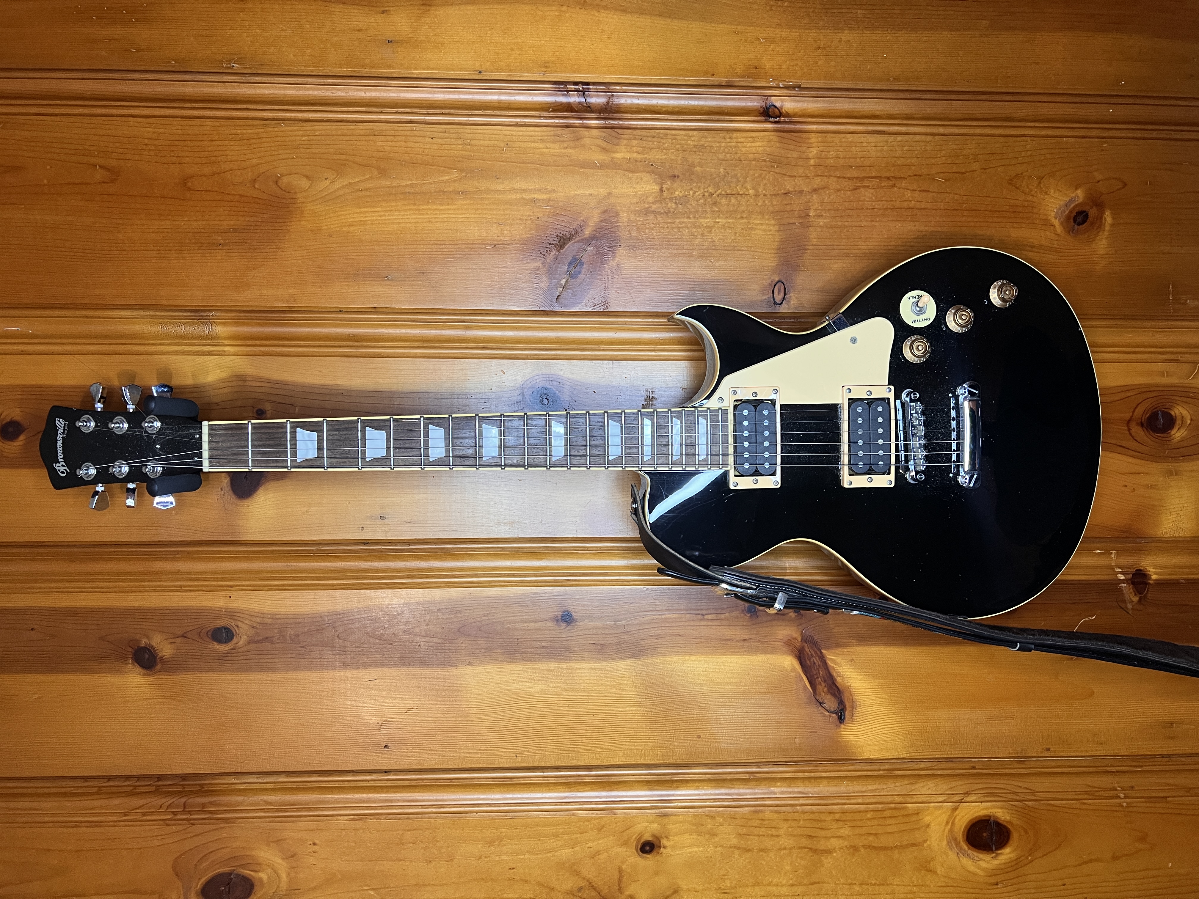 Brownsville New York Les Paul Style Single Cutaway Electric Guitar, Black Finish