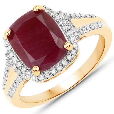 Ruby and Diamond Halo Ring
. QJ8421/109 - ETY
This refined ring features a genuine ruby at its