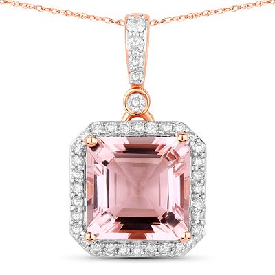 Morganite Diamond Halo Pendant. QJ8421/144-ETN
Adorn yourself with this exquisite pendant