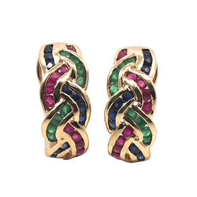 Charming Braided Multi-Gemstone Hoop Earrings
. S/5.7-NYS
These delightful hoop earrings