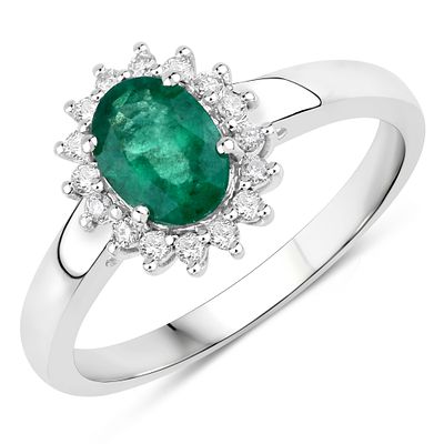 Zambian Emerald & Diamond Ring . QJ8421/35-EOS
This elegant ring showcases a vibrant oval-cut