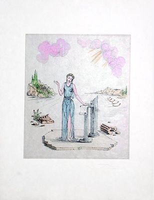 Salvador Dali Hand Water Color Hand Signed 1971. BAT725/2-AYSS
Description: Calliope (Deesse de