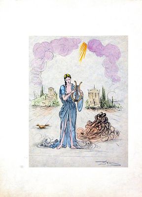 Salvador Dali Hand Water Color Hand Signed 1971. BAT725/3-AYSS
Description: Erato (Deesee de la