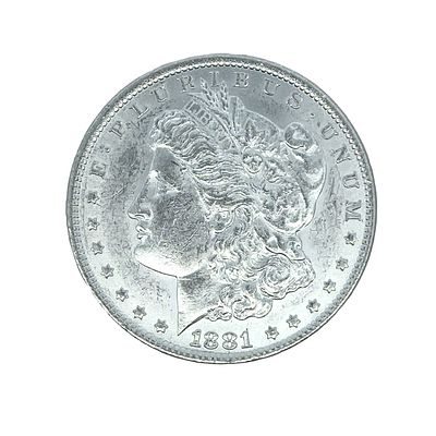 1881 Morgan Dollar XF/AU. S/26.7-ES
TITLE DESCRIPTION: 1881 Morgan Dollar XF/AU
CONDITION: