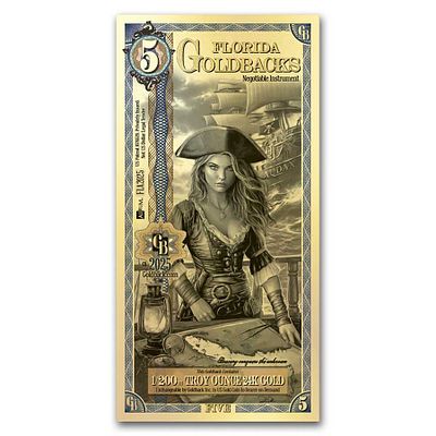5 Florida Goldback - Aurum Gold Foil Note (24k). S/GB-NS
5 Florida Goldback - Aurum Gold Foil