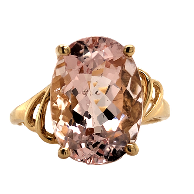 Morganite Cocktail Ring. S/3.9- nss 
Make a statement with this magnificent 14K yellow gold 