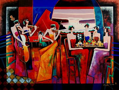 Charles Lee Acrylic on canvas Signed
. BAT825B/22-NSS 
Description: A Femme Gathering 
Artist 