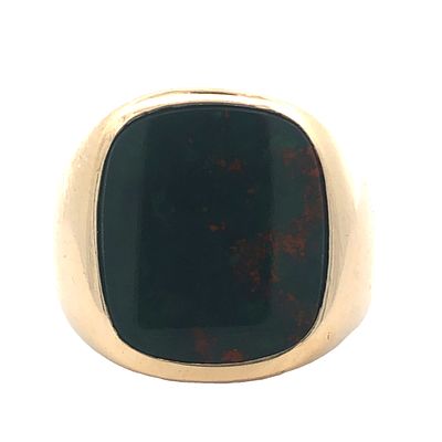 Bloodstone Signet Ring. S/7.8-TSS 
This impressive signet ring features a striking bezel-set 