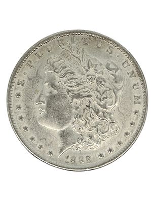 1889 Morgan Silver Dollar AU. S/26.7-ES 
TITLE DESCRIPTION: 1889 Morgan Silver Dollar AU 