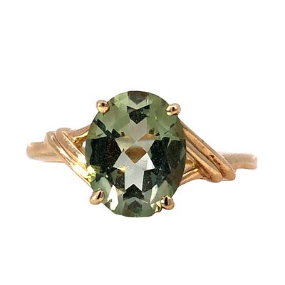 Praisiolite Ring. S/2.3-NSS 
Crafted in 10-karat yellow gold, this ring features an elegant 