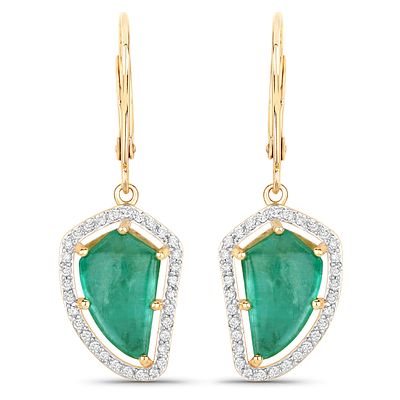 Colombian Emerald and Diamond Drop Earrings. Q8415/8 - OYTL 
These exquisite 14K yellow gold 