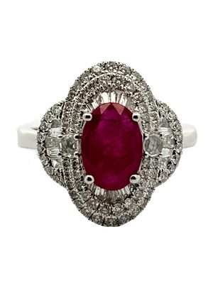 18K Ruby & Diamond Ring. CJI1962/12-OAKM 
This magnificent ring, crafted in 18k white gold, is a 
