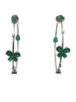 14K Emerald & Diamond Hoop Earrings. CJI1962/36-MLLK 
These stunning 14k white gold hoop 