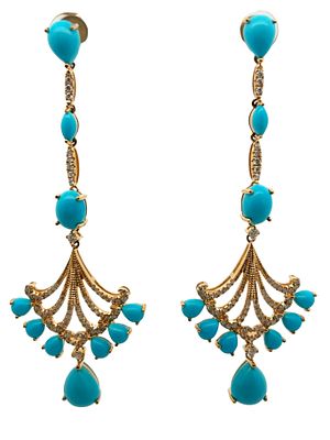 18K Turquoise & Diamond Earrings. CJI1962/34-NEKK 
These exquisite 18K gold earrings showcase a 