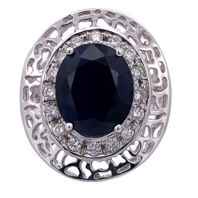 Sapphire Diamond Halo Ring. AF6947/53-AAS 
Exuding dramatic sophistication, this 14k white gold 