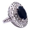 Sapphire Diamond Halo Ring. AF6947/53-AAS 
Exuding dramatic sophistication, this 14k white gold Image - 1