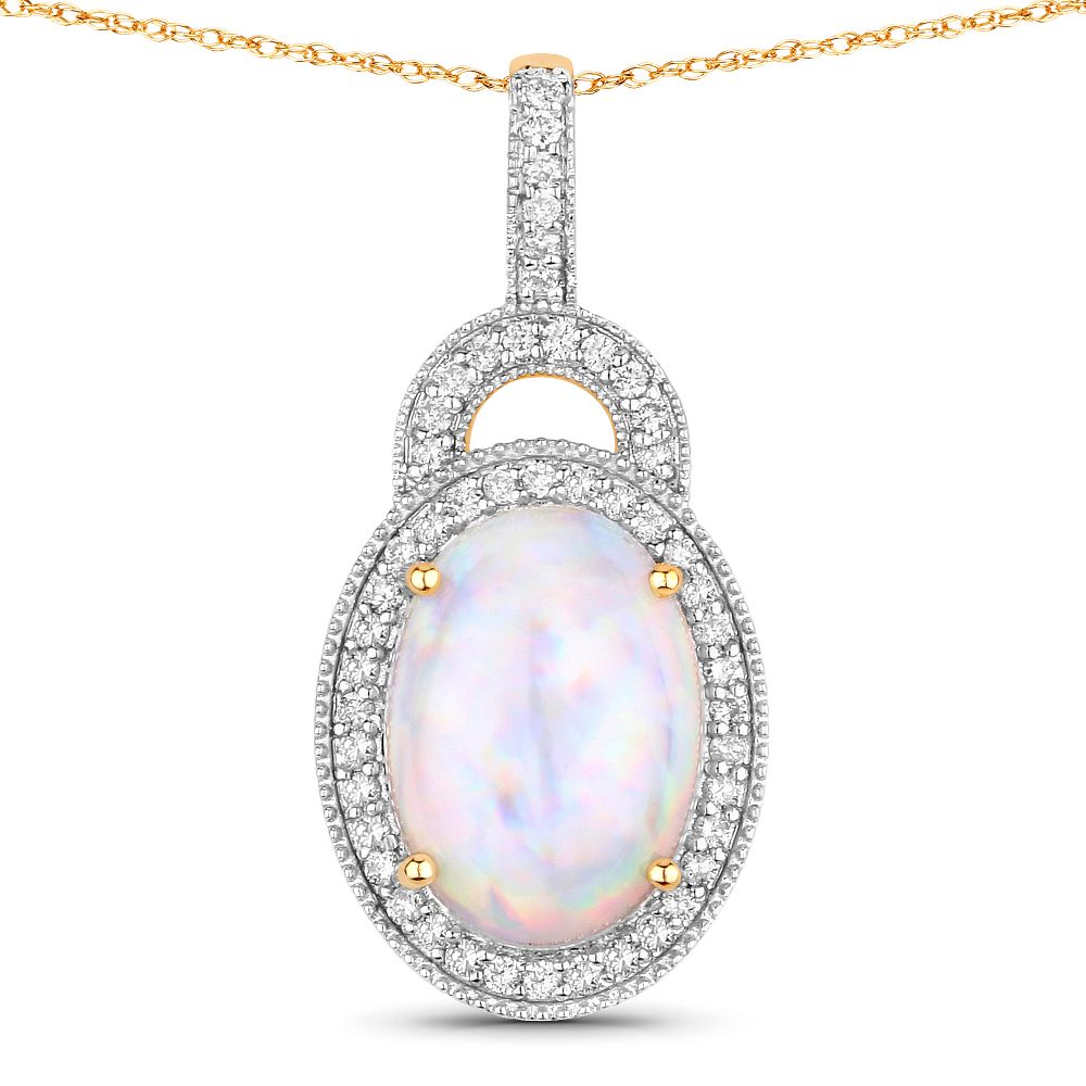 Ethiopian Opal Diamond Halo Pendant. QJ8421/131-EYO 
An extraordinary pendant showcasing a 