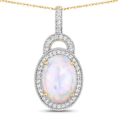 Ethiopian Opal Diamond Halo Pendant. QJ8421/131-EYO 
An extraordinary pendant showcasing a 